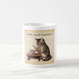 Kaffe, katt och konstitution - Patriotisk katt Kaffemugg