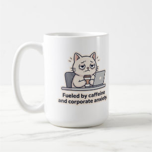 Kaffe Katt Rolig Kontorsutmattning Kopp