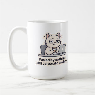 Kaffe Katt Rolig Kontorsutmattning Kopp