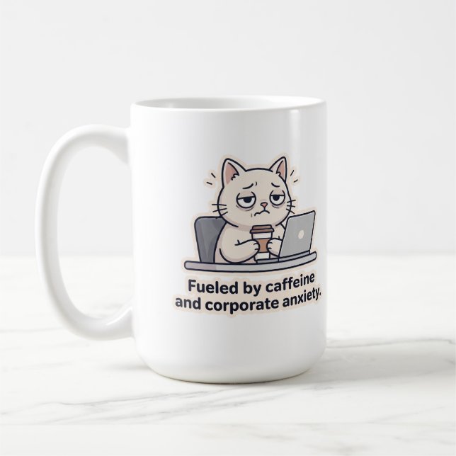 Kaffe Katt Rolig Kontorsutmattning Kopp (Vänster)