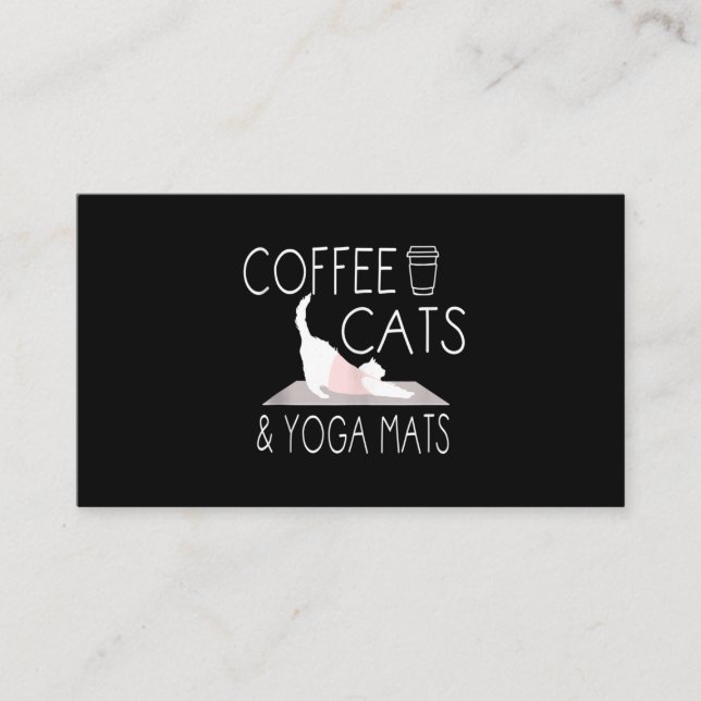 Kaffe, katter och yoga-mattor - Lönngåvor Yoga Cat Visitkort (Framsida)