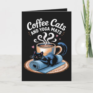 Kaffe Katter och Yogamatta Rolig Katt Yoga Helgkort