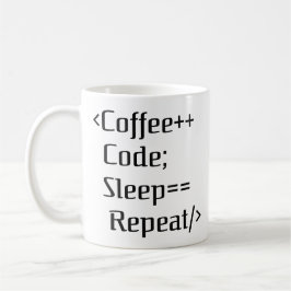Kaffe+-kod; viloläge==Upprepa | Funny Programmer Q Kaffemugg