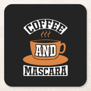 Kaffe konfekt och Mascara Underlägg Papper Kvadrat