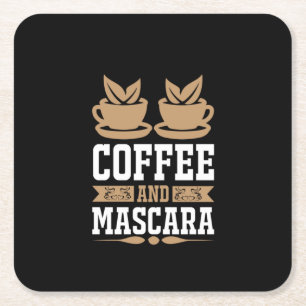 Kaffe konfekt och Mascara Underlägg Papper Kvadrat
