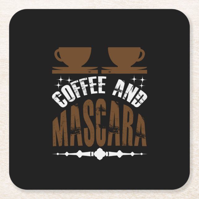 Kaffe konfekt och Mascara Underlägg Papper Kvadrat (Framsidan)