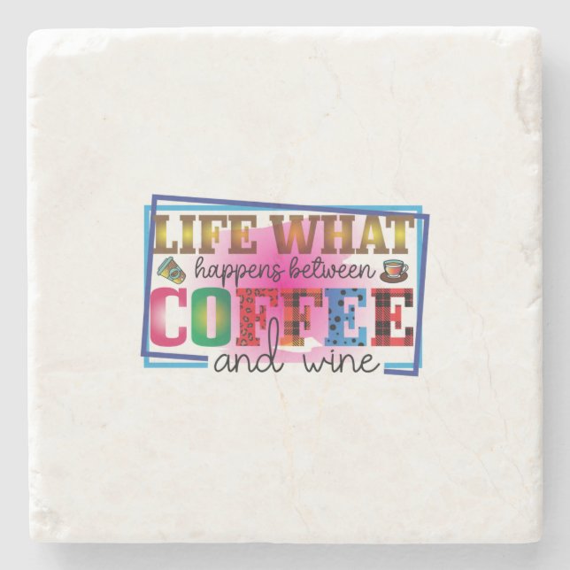 Kaffe konfekt och Vin Stenunderlägg (Framsidan)