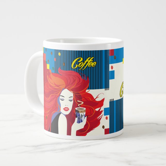 Kaffe Kopp Beaitiful Mode Woman POP-ART-Trendig Jumbo Mugg (Framsida vänster)