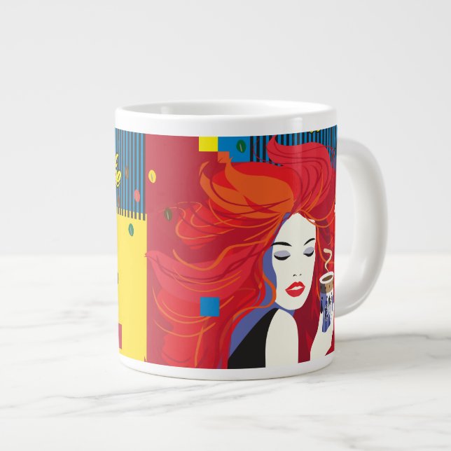 Kaffe Kopp BeSnyt Mode Woman POP-ART-Trendig Jumbo Mugg (Framsida höger)