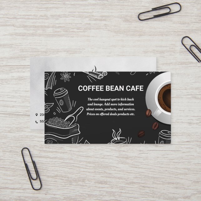 Kaffe Kopp | Cafe Illustrations Visitkort (Fram/Back In Situ)
