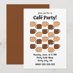Kaffe Kopp Café Party Inbjudningar