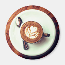 Kaffe kopp cappuccino brunvit latte magnet