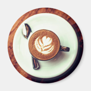 Kaffe kopp cappuccino brunvit latte magnet
