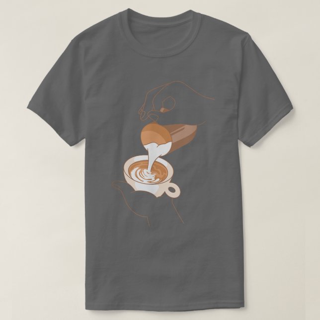 Kaffe Kopp Cappuccino Mjölk skumkaffe Älskare Espr T Shirt (Design framsida)
