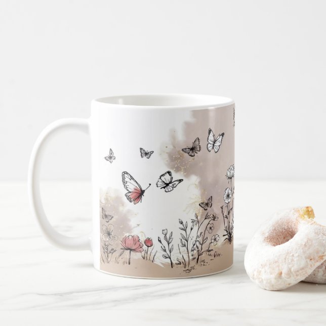 Kaffe kopp Fjärilsglädje (Med munk)