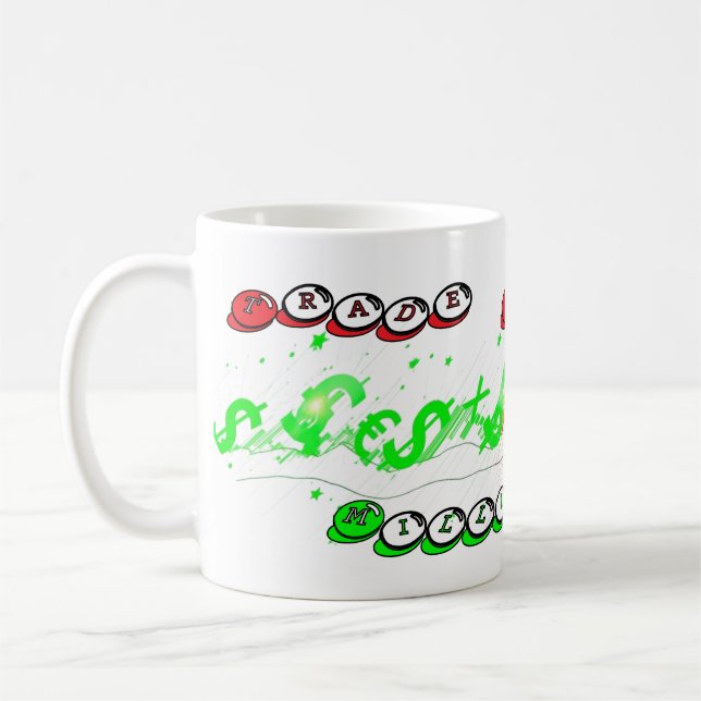 Kaffe kopp för aktiehandlare på börsen (Vänster)