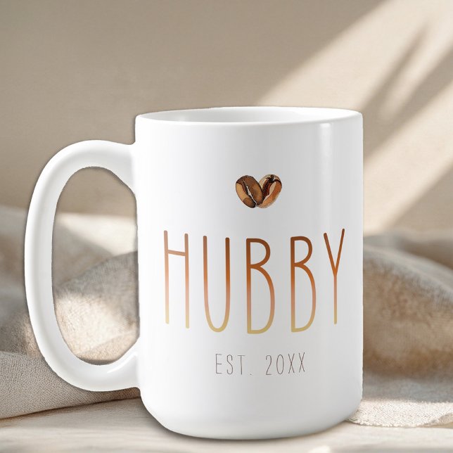 Kaffe kopp för bröllopspresent med texten Hubby Es (Hubby Mug)