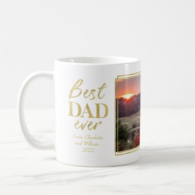 Kaffe kopp för fars dag med geometrisk guld folie (Vänster)