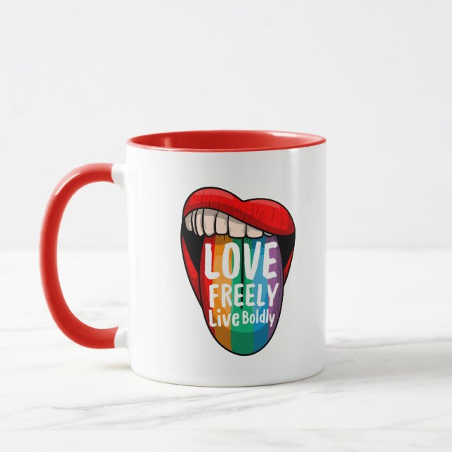 Kaffe kopp för HBTQ med regnbågsfärger - Stolt och (Vänster)