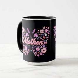 Kaffe kopp för mor med fjäril och blommor | Söt mo