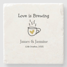 Kaffe kopp guld hjärta parnamn Love is Brewing  Stenunderlägg