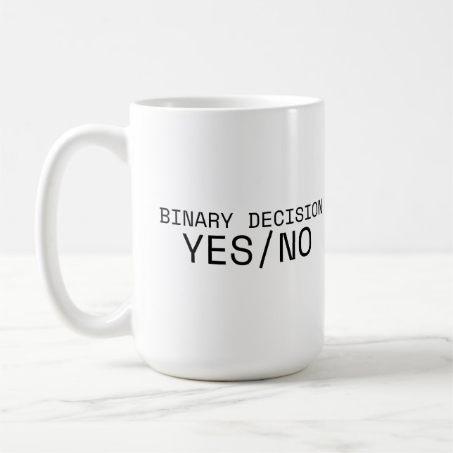 Kaffe kopp i minimalistisk stil Ja Nej binärt besl (Vänster)