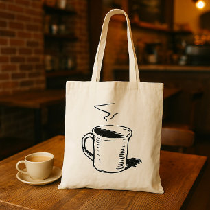 Kaffe Kopp Illustration Tote Bag Tygkasse