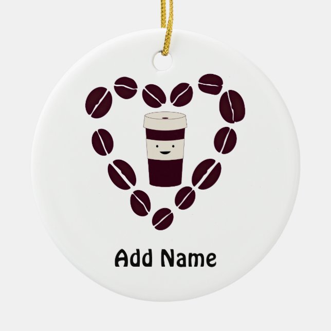 Kaffe Kopp Kärlek Julgransprydnad Keramik (Framsidan)