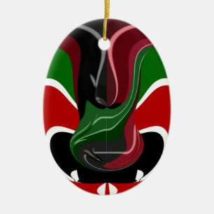 Kaffe kopp Kenya Flagga Hakuna Matata Julgransprydnad Keramik