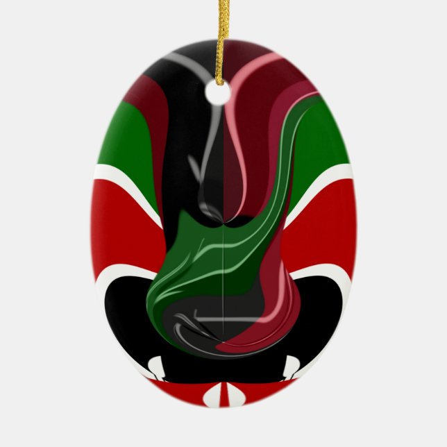 Kaffe kopp Kenya Flagga Hakuna Matata Julgransprydnad Keramik (Framsidan)