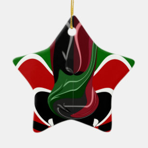 Kaffe kopp Kenya Flagga Hakuna Matata Julgransprydnad Keramik