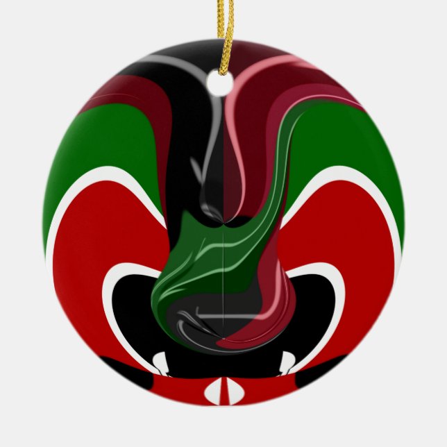 Kaffe kopp Kenya Flagga Hakuna Matata Julgransprydnad Keramik (Framsidan)