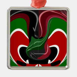 Kaffe kopp Kenya Flagga Hakuna Matata Julgransprydnad Metall