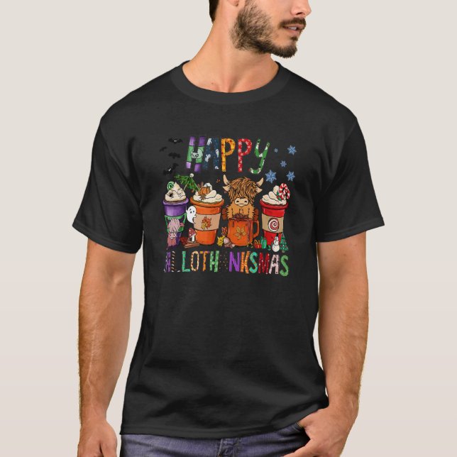 Kaffe Kopp Lycklig HalloTackMas Heifer Highland Co T Shirt (Framsida)