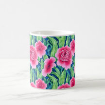 Kaffe kopp med akvarell blommor