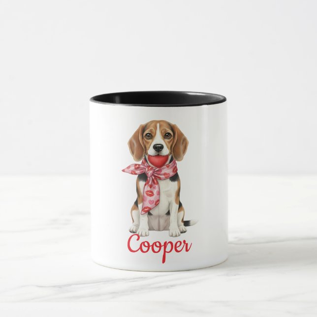 Kaffe kopp med beagle hund glad Alla hjärtans dag  (Center)