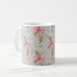 Kaffe kopp med blommor och blad