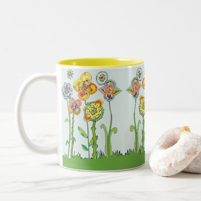 Kaffe kopp med blommotiv (Med munk)