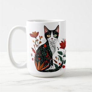 Kaffe kopp med blomster katt design för djur älska
