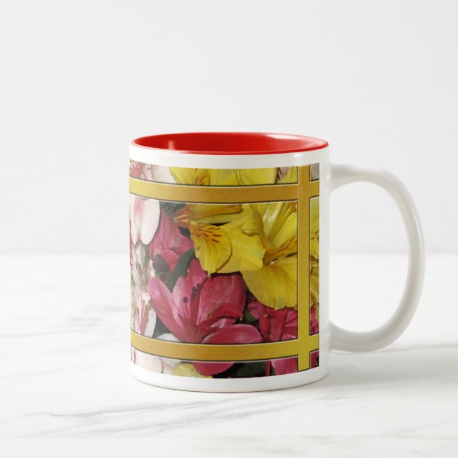 Kaffe kopp med blomsterbukett (Höger)