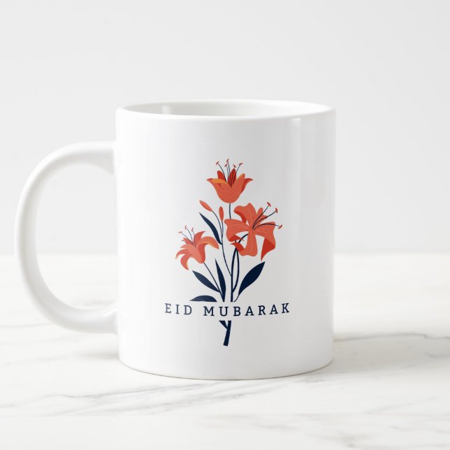 Kaffe kopp med blomsterlilja. Lysa klart Inspirera Jumbo Mugg (Vänster)