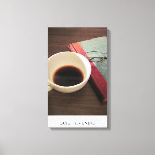 Kaffe Kopp med Bok på canvas