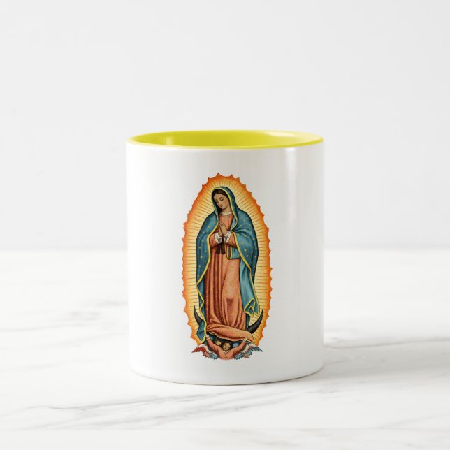 Kaffe kopp med den saliga jungfrun av Guadalupe (Center)