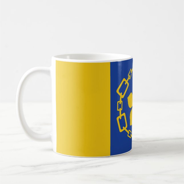 Kaffe kopp med flaggan för Hamilton, Ontario (Vänster)