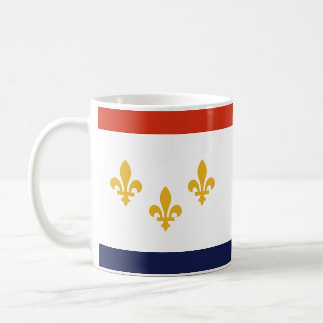 Kaffe kopp med flaggan för New Orleans, Louisiana (Vänster)