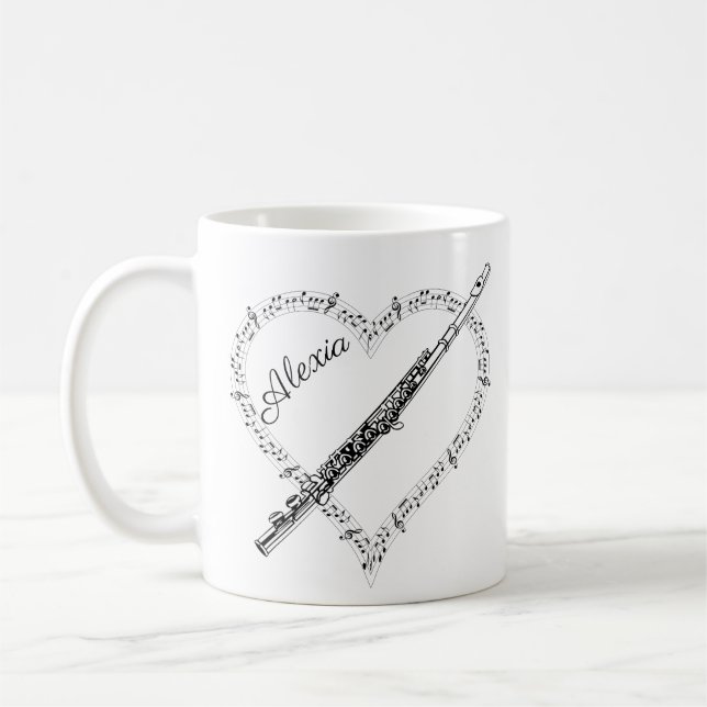 Kaffe kopp med flöjtmusiknoter (Vänster)