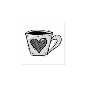 Kaffe kopp med hjärta etsade trästämpel stämpel
