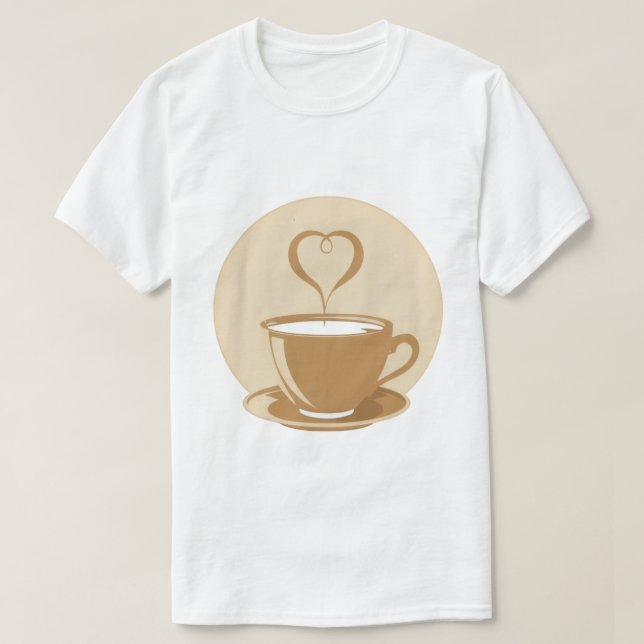 Kaffe Kopp med Hjärtformade ånga T-Shirt (Design framsida)