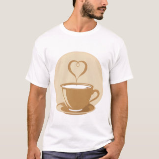 Kaffe Kopp med Hjärtformade ånga T-Shirt
