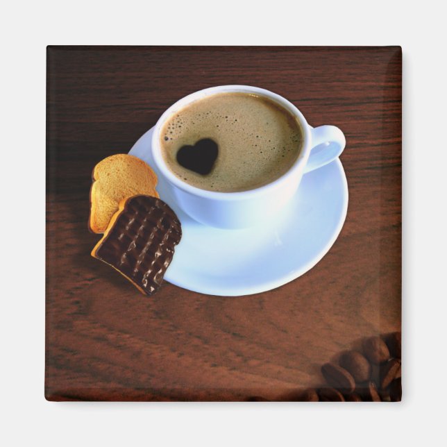 Kaffe Kopp med Hjärtformade skum Magnet (Framsidan)